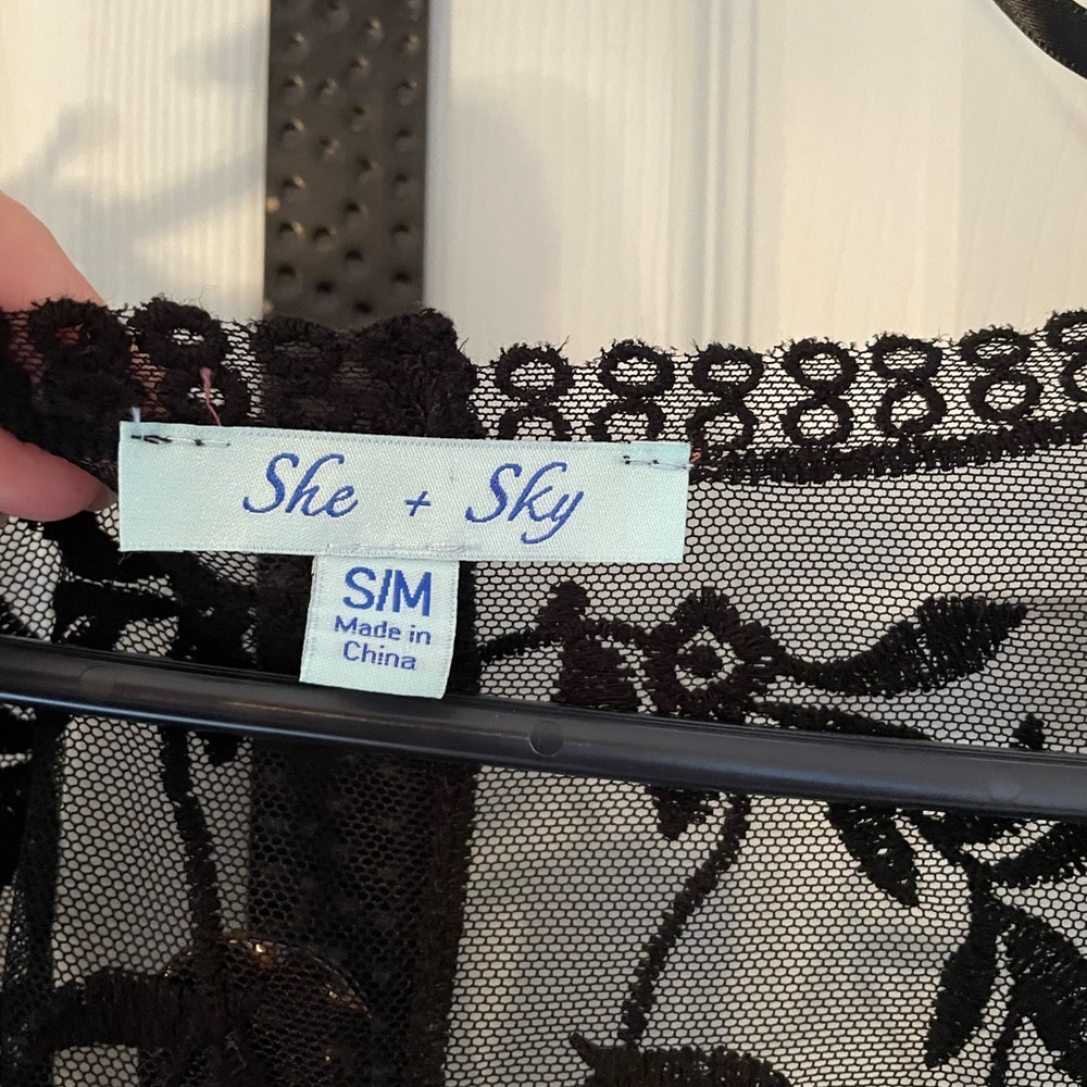 Black sheer cardigan. - Picture 3 of 4